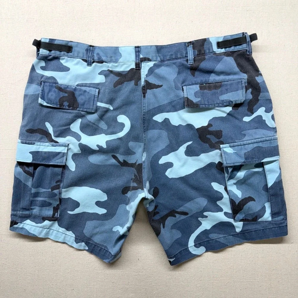 Vintage Blue Camo Cargo Shorts Mens XL Blue Camouflage Combat Military Y2K 2000s